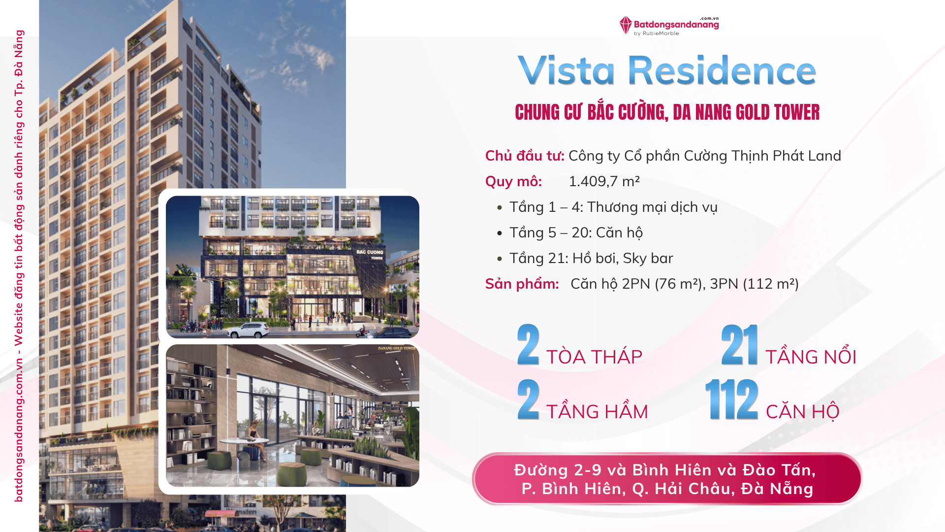 Vista Residence Đà Nẵng (Chung cư Bắc Cường, Da Nang Gold Tower) - 2 tỷ 300 triệu